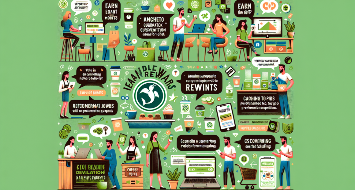 A vibrant and upbeat illustration showing twelve different methods to get free Starbucks gift cards and coffee. It features people engaging in various activities such as filling out surveys on a lapto