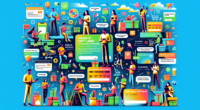 A colorful, creative illustration depicting 15 distinct and engaging methods for earning free Target gift cards. Represent people participating in online surveys, cashing in reward points, joining sho