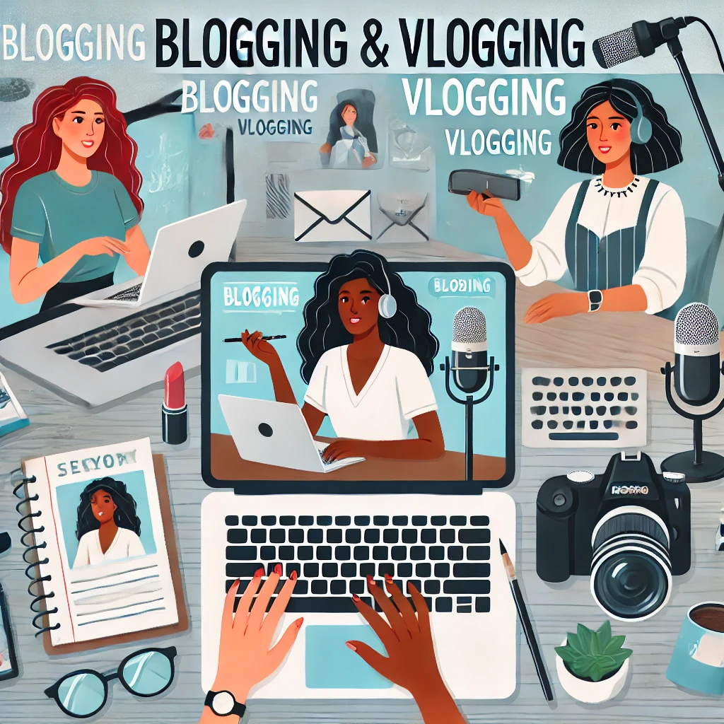 Blogging and vlogging can be a very lucrative side hustle for women.